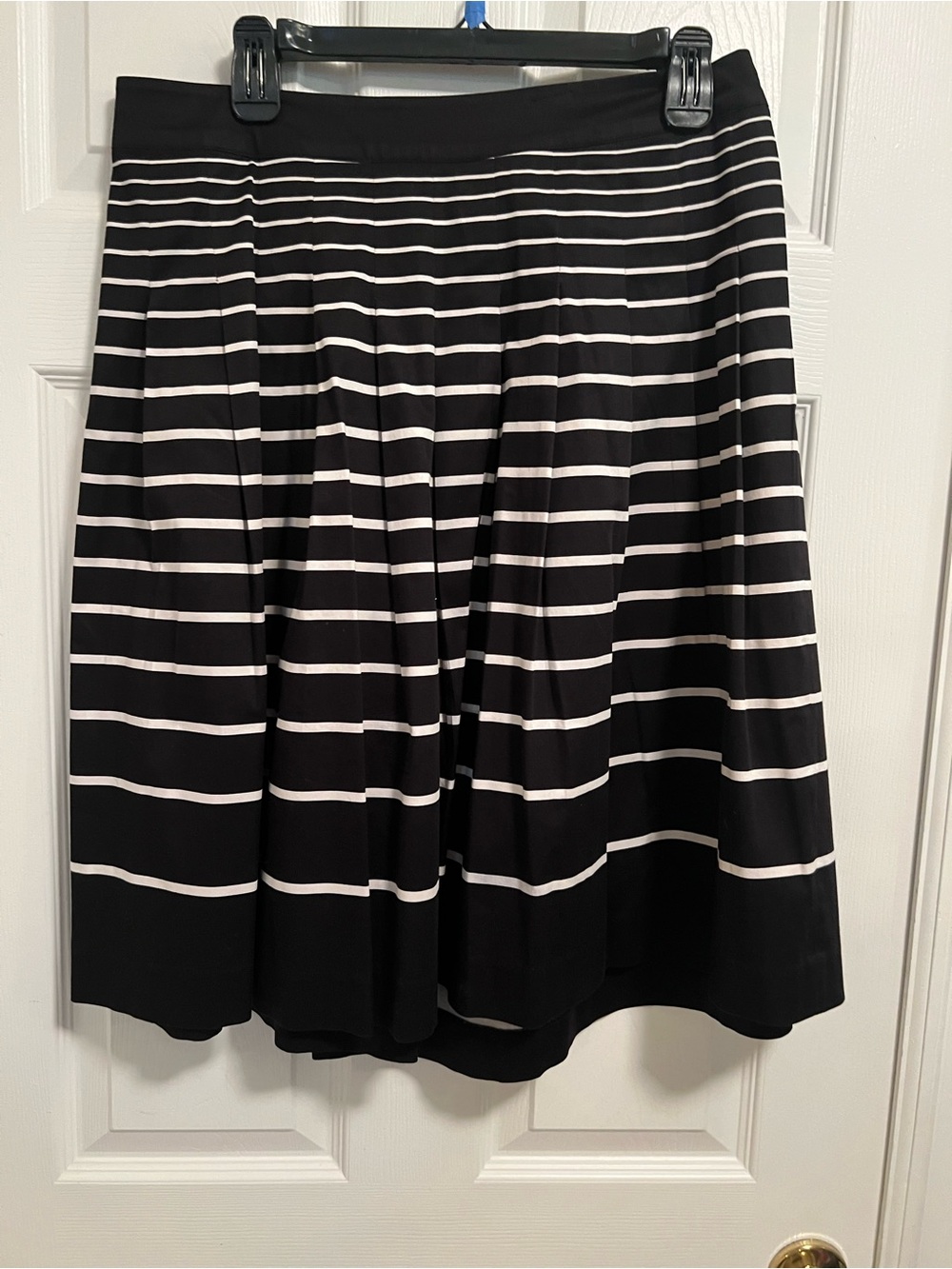 Talbots Black and White Striped Circle Skirt